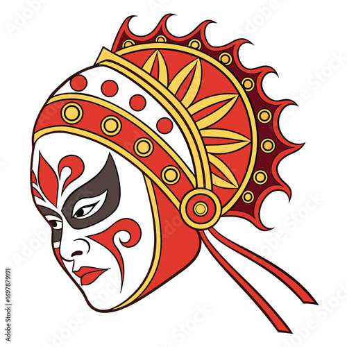 Peking opera performer face mask headdress opera mask yellow