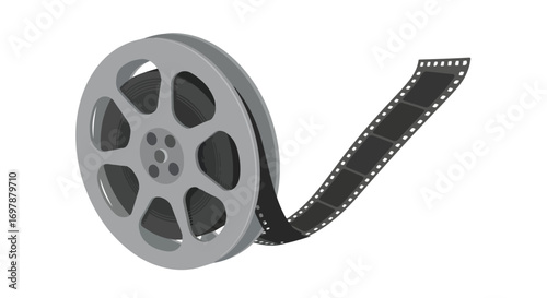 Film Reel Illustration Depicting Cinematic Arts and the Visual Storytelling Experience through Traditional Analog Media Formats