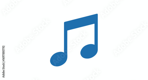 Vibrant blue eighth note soaring above white background creating musical inspiration for creative projects