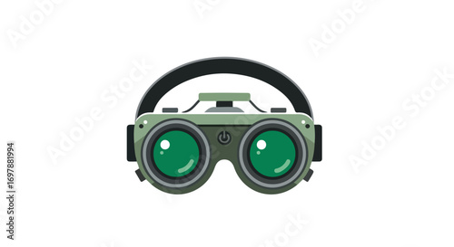 Illustration of modern green binoculars on a white background perfect for adventure and exploration concepts for various creative projects