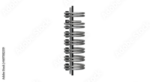 Close-up studio shot illustrating a metal spiral binding, showcasing its sleek design and structural composition against a clean white background
