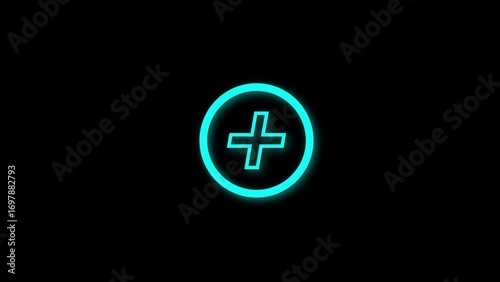 A white plus sign enclosed in a white circle on a black background.