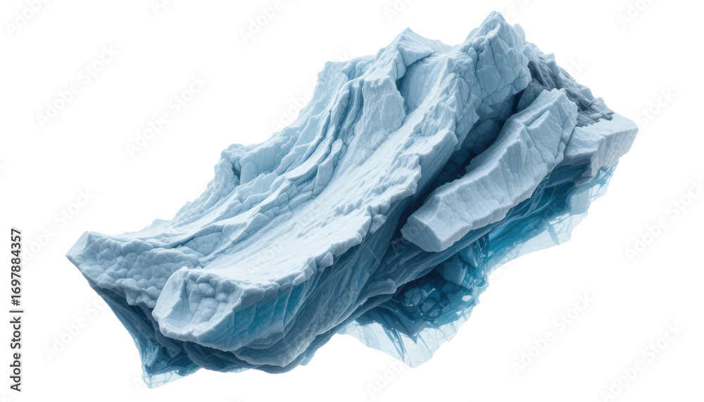 Fototapeta premium Blue ice cubes on transparent background, ready for recycling.
