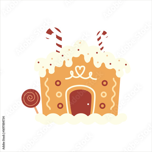 Ginger Bread House Vector Flat Illustration