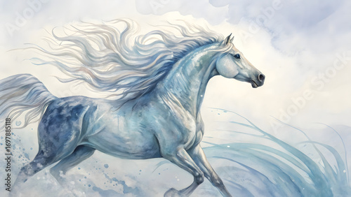 horse in fire painting, realistic painting, horse in the snow, horse handmade painting, dynamic abstract painting of a powerful horse in motion, handmade painting, horse painting
