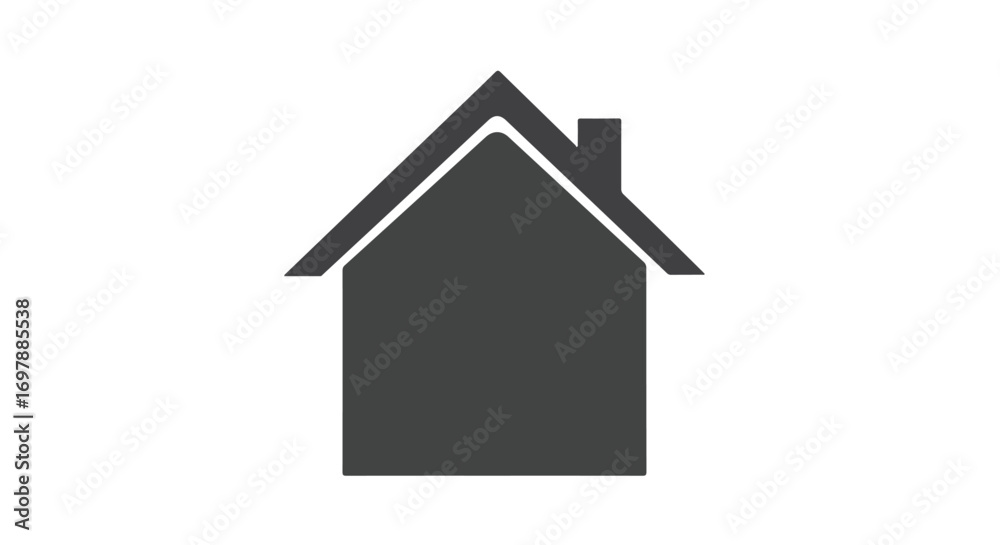 Fototapeta premium Minimalist house icon representing homeownership, real estate, or housing solutions with a simple geometric form