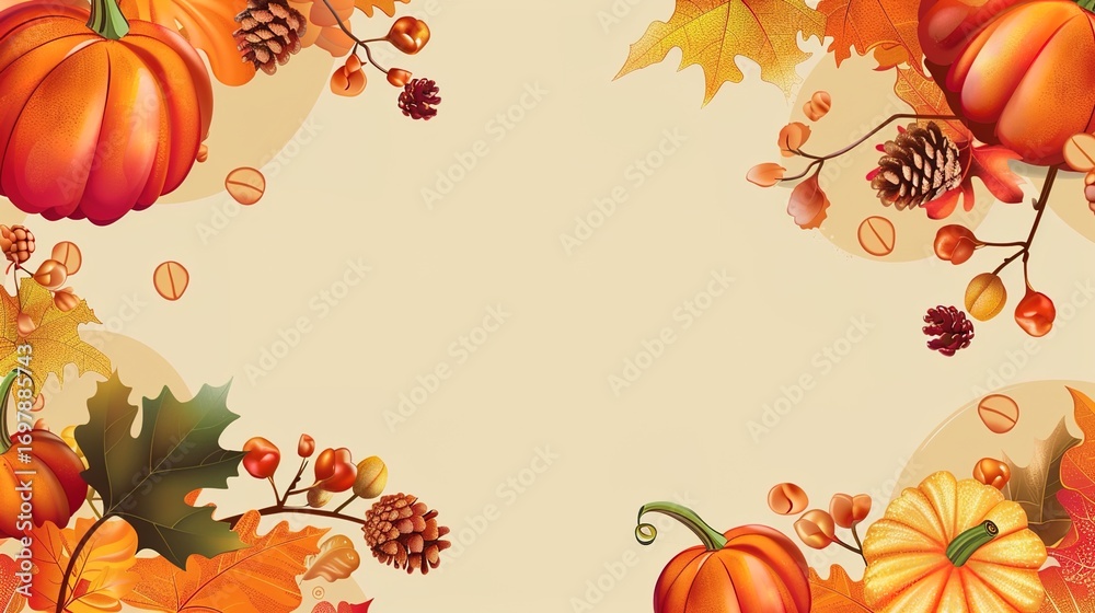 Fototapeta premium Thanksgiving Greeting Card Background Design Images, suitable for Thanksgiving greeting card creation, holiday greeting poster design, electronic invitation image matching, holiday promotion material 