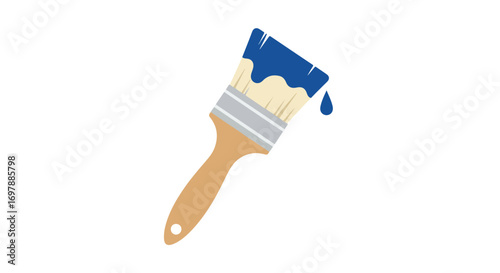Isolated illustration of a paint brush loaded with dark blue color representing creativity and artistic expression