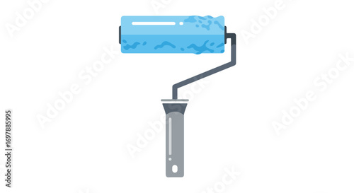 Illustration of a versatile paint roller tool with blue paint texture ready to transform walls and home spaces with ease