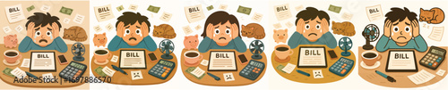 A person who is stressed because of a lot of bills.