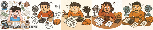 A person who is stressed because of a lot of bills.