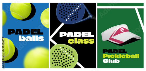Realistic Composition of a Padel Class Vertical Card Collection
