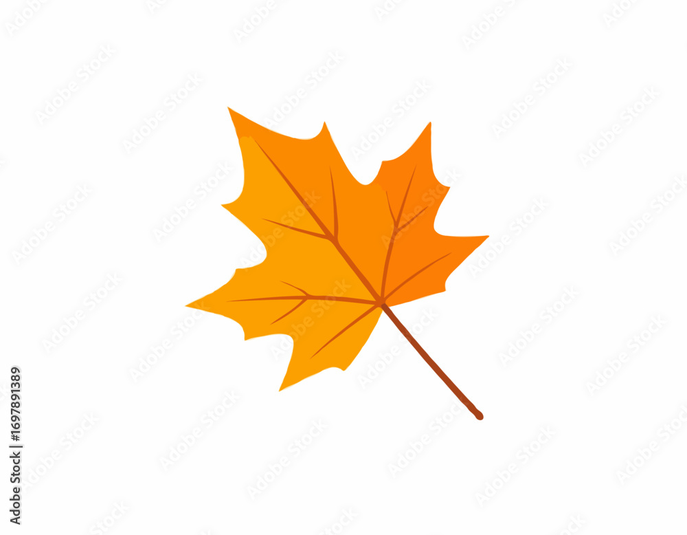 Fototapeta premium Maple leaf simple style vibrant colors autumn foliage isolated on white fall season high quality professional