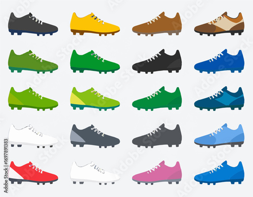 Soccer shoes collection colorful assortment of cleats for football players training equipment high quality professional