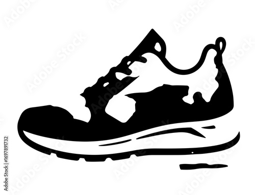 Running shoe Silhouette style Athletic footwear side view Sport and fitness high quality professional