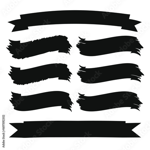 Set of modern black banners and ribbons for design