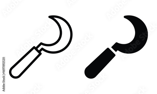 Sickle icon with outline and glyph style.