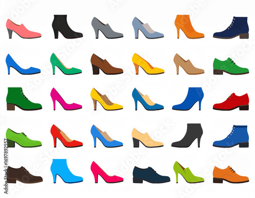 Shoes Collection Colorful Variety Different Styles Footwear Fashionable Assortment high quality professional