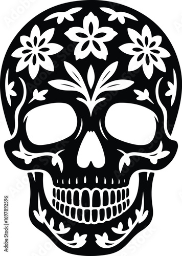 Elegant skull floral design, Day of the Dead art