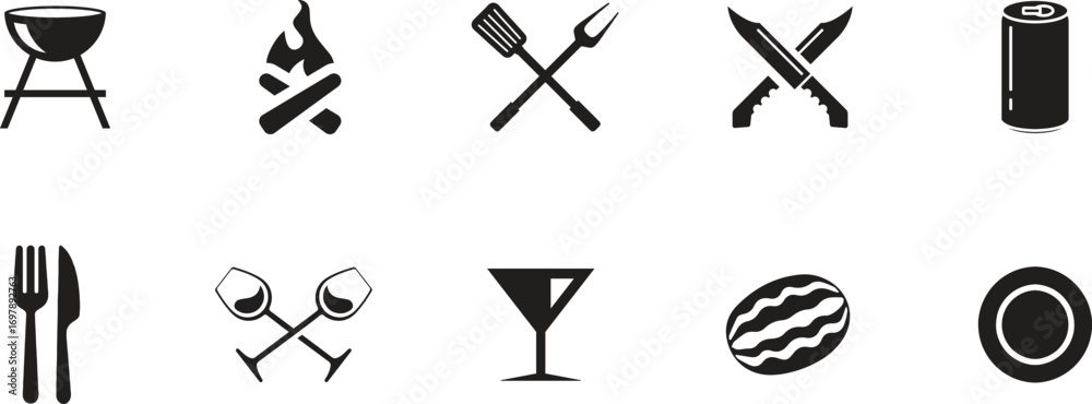 Obraz premium Kitchen Utensils Silhouette Pack 1 - Cooking Tools