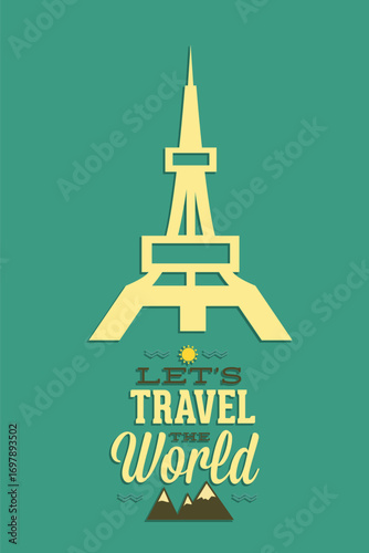 Vector illustration with travel and popular places