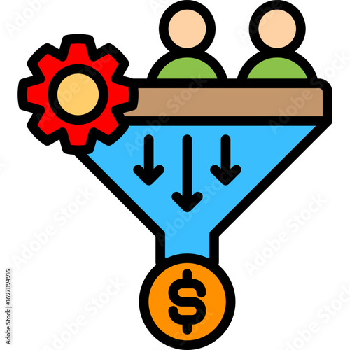 Sales Funnel lineal color icon