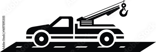 Tow truck vector icon in simple flat design style, car service assistance