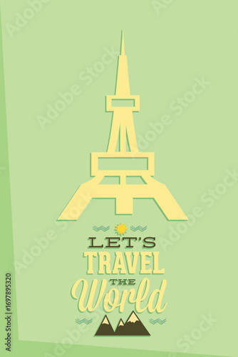 Vector illustration with travel and popular places