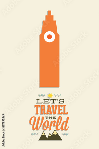 Vector illustration with travel and popular places