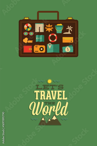 Vector illustration with travel and laggage
