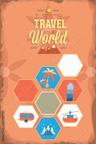 Vector illustration with travel and icons