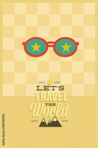 Vector illustration with travel and glasses