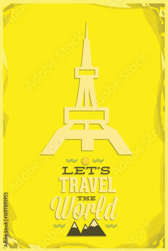 Vector illustration with travel and popular places