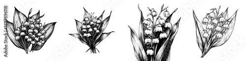 Modern doodle sketch of a bell flower isolated on a white background