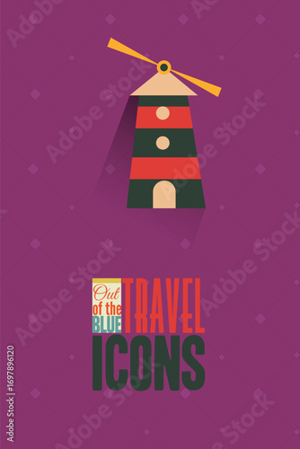 Vector illustration with travel and windmill
