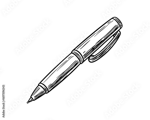 The pen icon illustration is a hand-drawn style design, developed specifically for web and app usage