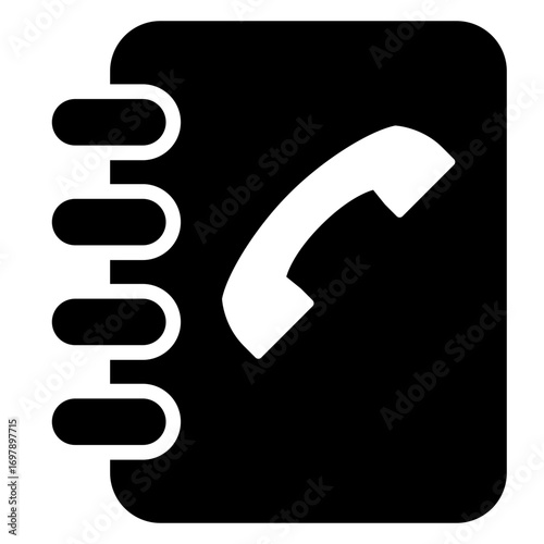 Icono agenda de teléfonos. Símbolo de directorio de contactos con espiral