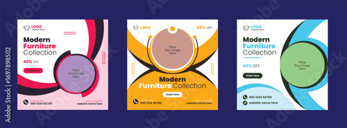 Modern Furniture Collection Social Media Post Design Creative and Eye Catching Advertisement Templates Promoting Furniture