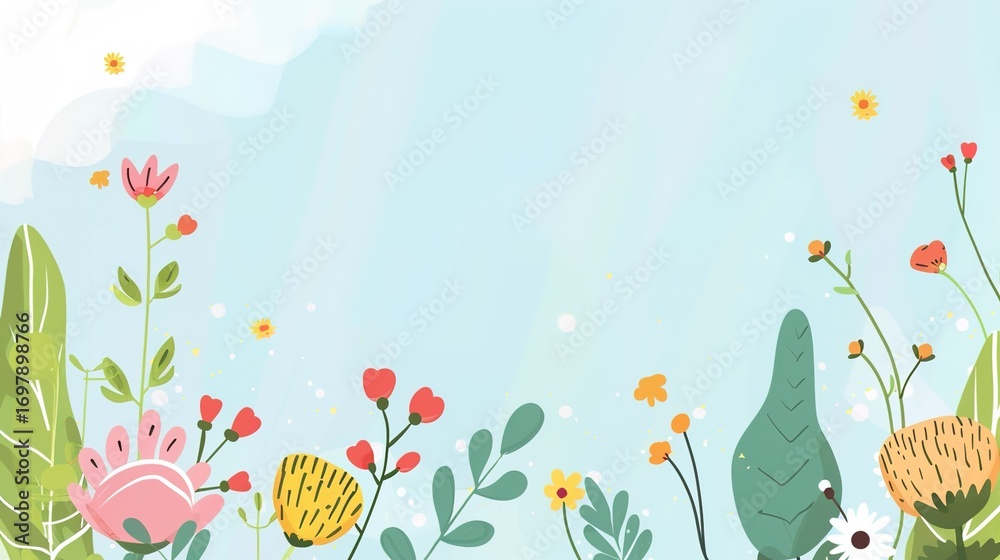 Naklejka premium Simple spring background designs, which can meet the needs of spring poster production, PPT page decoration, social media image matching, notebook materials, children's painting references, spring eve