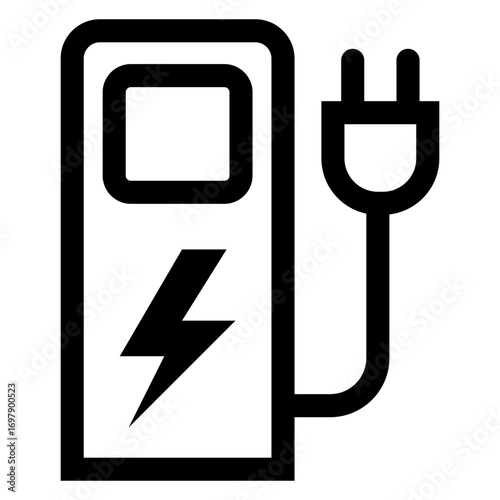 Icono de estación de carga de vehículos eléctricos con líneas 