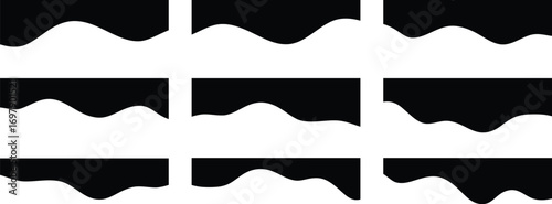 Curved background section and frame template. Curved border shape, dividers Shapes for website design
