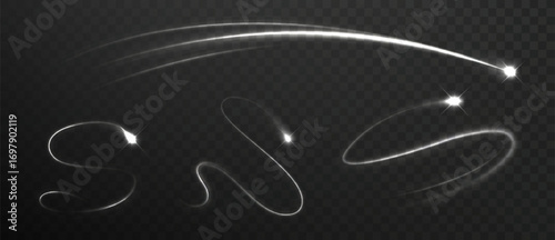 Shining star light path. Magic flare curve with glitter twinkle glow vector design