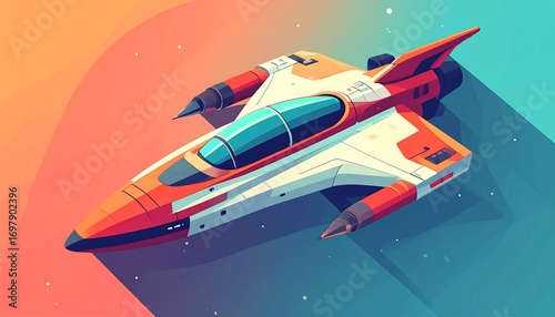 Colorful futuristic spacecraft