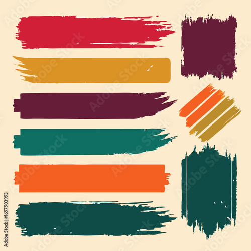 Vibrant Grunge Brush Strokes & Abstract Shapes Collection for Creative Design