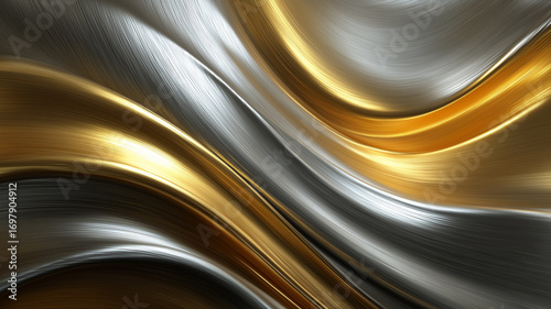 Luxury Gold and Silver Metallic Swirls Background Texture for Elegant Design