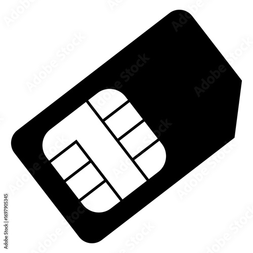 Icono silueta de tarjeta SIM para teléfono móvil 