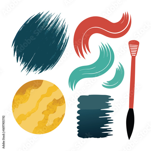Abstract Paint Strokes & Artistic Design Elements with Paintbrush Collection