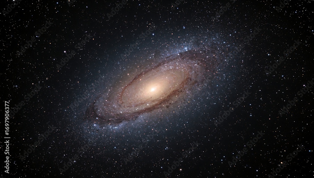 Obraz premium Andromeda Galaxy's Celestial Dance A Majestic Spiral in the Cosmos, a Stunning Display of Stellar Grandeur
