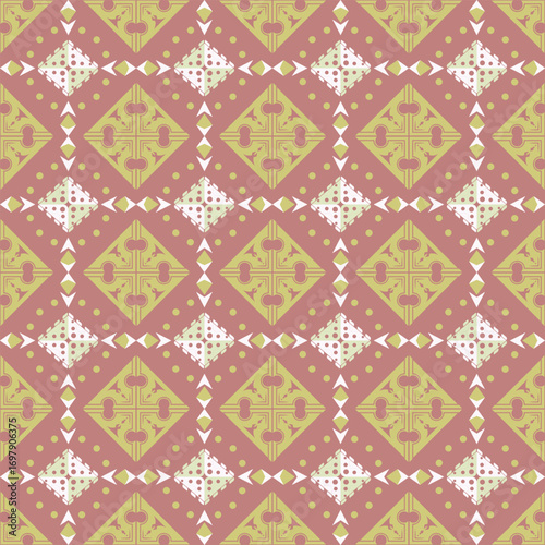 Aztec geometric revival with mint green and playful pastel tones
