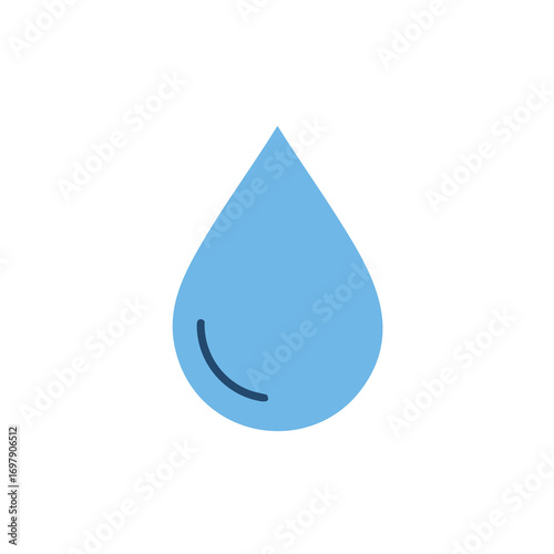 A single water droplet glistening with a fresh, blue reflection